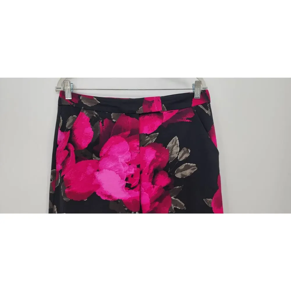 Trina Turk style 169506 Pants‎ Floral Black Pink Cut 6469 Size 6 Casual Office
